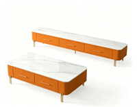 Ensemble table basse et meuble TV en pierre frittée, mobilier de salon moderne de luxe léger