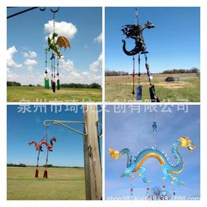 Carillon éolien en résine Dragon Bleu, ornement suspendu d'extérieur pour jardin, pendentif décoratif en forme d'animal, artisanat - Product Image 3