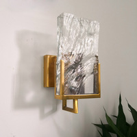 Lampe murale de chevet LED en verre cristal clair, lumière nordique rustique de Style Vintage, cadre décoratif en or