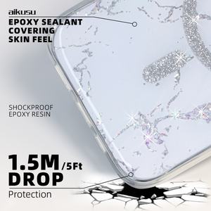 Nouvelle coque de téléphone Aikusu transparente à paillettes en résine époxy, vente en gros pour iPhone 17/16/15 Pro Max, personnalisable en usine OEM, impression UV - Product Image 2