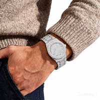 Montre en moissanite de luxe, montre en moissanite, montre en diamant moissanite VVS1, sertie de diamants, passe le testeur de diamants, squelette pour homme, lunette personnalisée