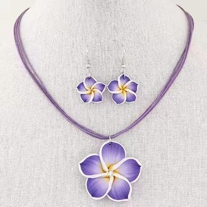 Polinesia nuevo bohemio pendientes colgantes collar conjunto girasol trenzado mujer chica moda hecha a mano suave polímero playa joyería conjunto - Product Image 2