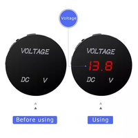 Voltmètre Ampèremètre Numérique LED DC 12V 24V Étanche pour Bateau, Marine, Moto, UTV et Voiture - Indicateur de Tension Basse Rond
