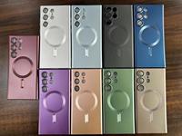 Étui pour Samsung S22 ultra en silicone avec film protecteur d'objectif, protection magnétique, étui pour téléphone Samsung S23 ultra, étui Galaxy S21
