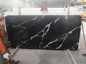 Calacutta artificielle pierre de quartz noir 15MM d'épaisseur pour comptoir de cuisine table basse dessus de vanité de salle de bain - Product Image 3