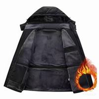 Veste imperméable coupe-vent pour homme, doublée de polaire thermique, à capuche, avec col montant et fermeture éclair, pour sports d'hiver sur glace, OEM
