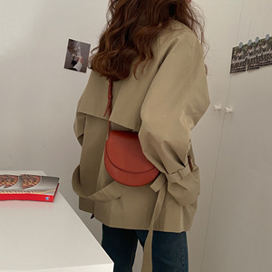 <span class=keywords><strong>Trench</strong></span> da donna alla moda giacca a vento a manica lunga primavera autunno giacca larga cappotto Casual stile popolare - Product Image 4