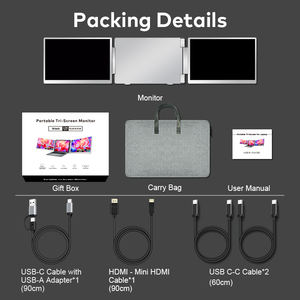 Monitor Portátil Triple de 14 Pulgadas y 2.5K, Extensor de Pantalla Dual para Laptop, para Negocios, Juegos, Oficina, Programación, USB C, IPS - Product Image 6