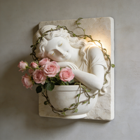 Pot de fleurs mural en résine Creative Goddess, sculpture de tête d'ange classique pour la décoration murale intérieure