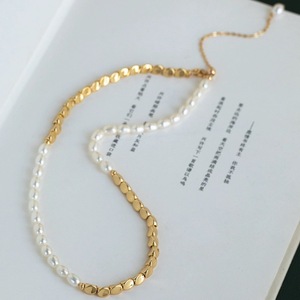 <b>14K</b> <b>Gold</b> Beaded <b>Necklace</b> with Natural Freshwater Rice Beads Luxury Short Style Collarbone Chain Fine Beaded <b>Necklaces</b> - Product Image 4