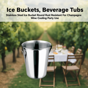 Secchiello per ghiaccio rotondo in acciaio inossidabile resistente alla ruggine per raffreddare champagne e vino, ideale per feste - Product Image 3