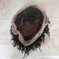 Prêt à expédier en gros 4 pouces coupe Pixie sans colle pleine dentelle perruque vierge vrais cheveux humains 1B dentelle transparente médicale courte perruque bouclée