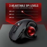 Mouse Trackball Model Ganda Nirkabel 2.4 yang Dapat Diisi Ulang untuk Laptop/Tablet Gaming, Akselerasi 20G, Lampu Latar RGB, USB Tipe-C