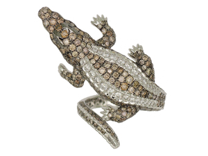 Anillo de Plata Ajustable con Diseño Genial de Cuerpo de Cocodrilo Feroz con Diamante, Joyería Elegante - Product Image 3