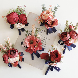 Handgemachte Bouton nieres künstliche Blumen Brosche Bankett Corsage mit Pin Bräutigam Blume für Hochzeits feier Prom Man Anzug Dekoration - Product Image 6