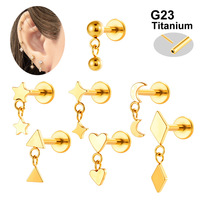 Anting-anting tusuk gaya Push Pin F136 Titanium, cincin bibir, perhiasan tindik modis. Silakan minta katalog.