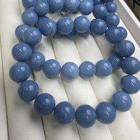 Bracelet de perles rondes lisses en opale bleue naturelle Meihan pour la fabrication de bijoux DIY, cadeau