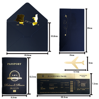 Carte de vœux personnalisée Nicro à succès avec dorure à chaud, design unique de carte d'embarquement et enveloppe, cartes d'invitation de mariage type passeport