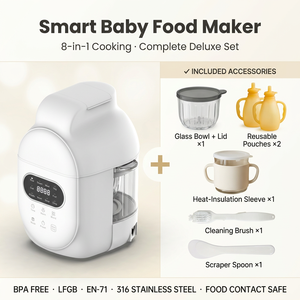 Processador de Alimentos para Bebês 8 em 1, Vaporizador e Liquidificador, Certificado LFGB, Conjunto de Processador de Alimentos em Aço Inoxidável - Product Image 1