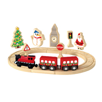 Ensemble de train de piste de Noël en bois pour enfants Jouet de piste de train électrique à piles
