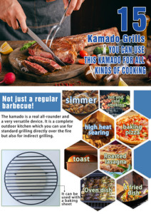 Barbecue Kamado en céramique de 15 pouces, fumoir au charbon de bois, grill moderne, chariot portable, allumage électronique, cuisine de jardin, <span class=keywords><strong>Black</strong></span> <span class=keywords><strong>Friday</strong></span> Limited - Product Image 6