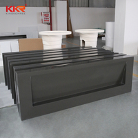 Comptoir de salle de bain en béton gris avec lavabo 72 pouces, double vasque, meuble de salle de bain flottant, lavabo en surface solide