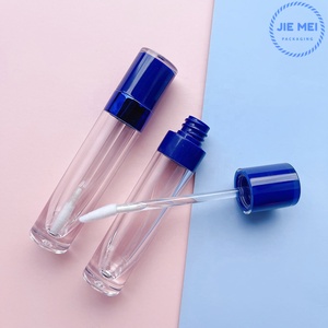 JIE MEI Stock RTS Vente chaude 8ML Blanc Noir <span class=keywords><strong>Fushia</strong></span> Nude Rouge Flacon vide pour brillant à lèvres rond Tube de brillant à lèvres en plastique rond avec anneau - Product Image 3