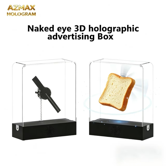 AZMAX 3D Glasses-Free Holographic Projection LED Light Display Box Halloween Desktop Images Video for Shop/Bar/Halloween