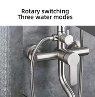 Ensemble de douche mural en acier inoxydable 304, système de pluie 4 fonctions, robinets eau chaude et froide, finition chromée, surface brossée