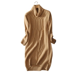 OEM/ODM Pull-over décontracté en laine de cachemire à encolure en O pour femmes, <span class=keywords><strong>robe</strong></span> en tricot mince et ample pour femmes, surdimensionné avec fente, fabricant - Product Image 6