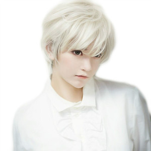 วิกผมทำด้วยเครื่องจักรทนความร้อนสูงสำหรับการค้าต่างประเทศ สำหรับผู้ชายและผู้หญิง คอสเพลย์อนิเมะ <span class=keywords><strong>ผม</strong></span>ตรงสั้นเหมือนจริง สีขาว รุ่น 201 - Product Image 1