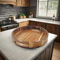 Akazien holz Lazy Susan Tablett Große Lazy Susan Turntable Organizer für Schrank Esstisch Akazien holz Serviert ablett