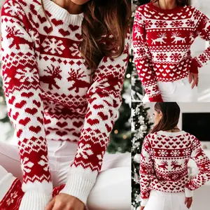 Ugly Christmas Sweater Sequin Xmas Jumper Lady Deer Santa Pullover Woman Sweater Rainbow Manufacturer Wholesale Winter Crew Neck