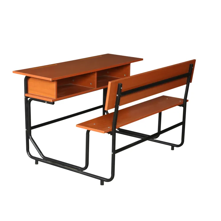 School Furniture Student Double Desk and Chair Set in Classroom