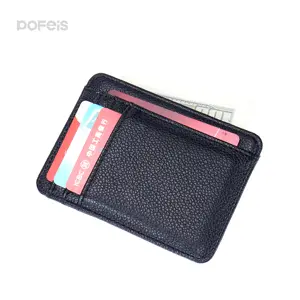 Litchi Blank Cardholders Custom Handmade Handemad Gift Set Calf Pu Leather Id Cardholder Leather