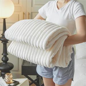 New Arrival Số Lượng Lớn Mềm Sofa Hiện Đại Bộ Đồ Giường Mềm Ấm Polyester Sọc Flannel Lông Cừu Chăn Cho Trang Trí Nội Thất - Product Image 3