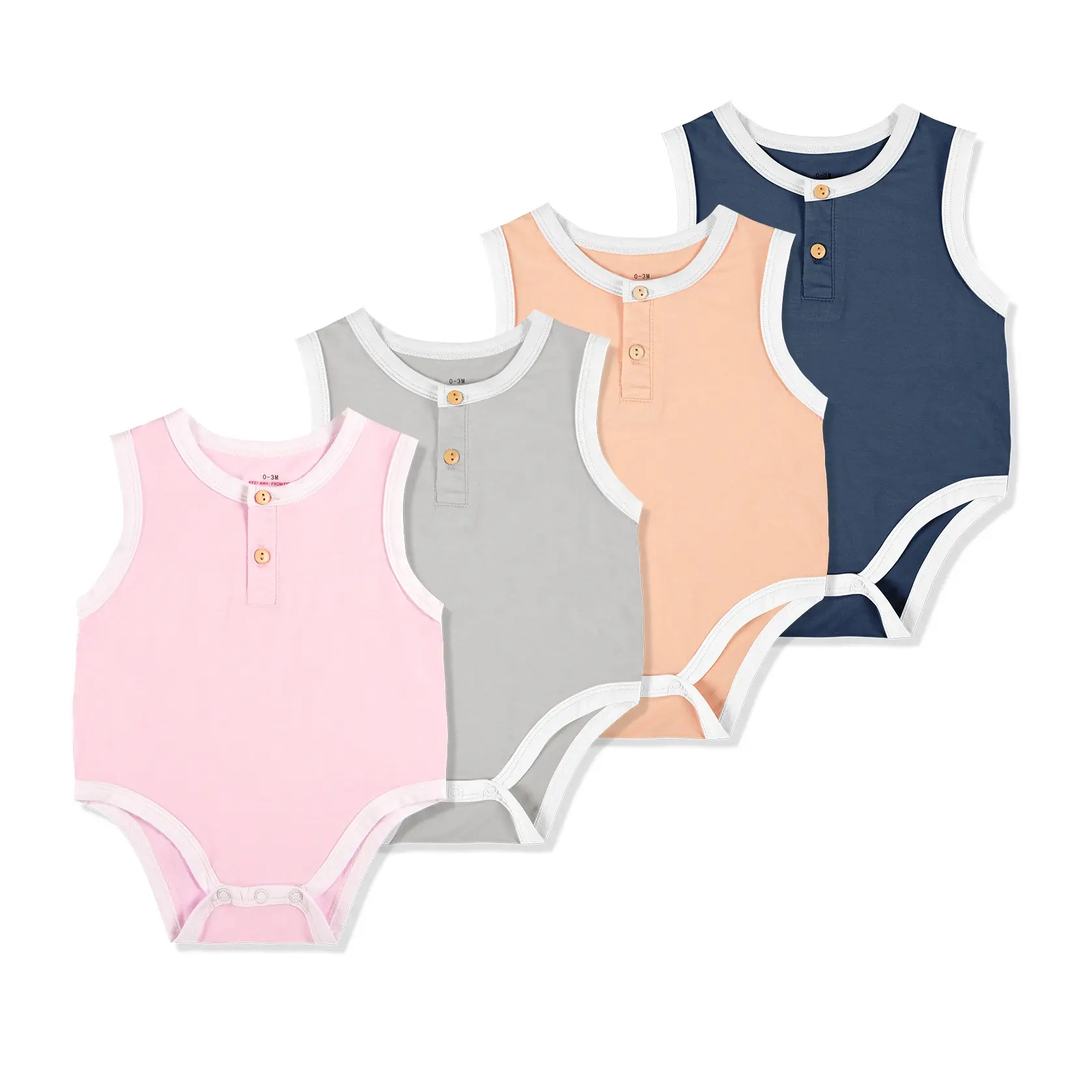 Vêtements de bébé en bambou, une pièce, couleur unie, sans manches, mignon, pour l'été, Logo personnalisable décontracté, unisexe, tricoté