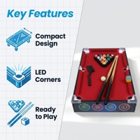 SCVIBE Mini table de billard de bureau avec éclairage LED, accessoires complets, léger, en MDF, pour enfants et adultes, promotionnel