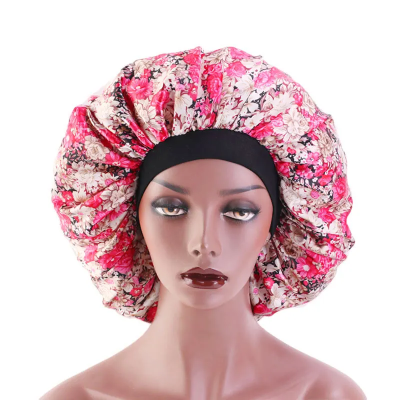 New ethnic style printed elastic headband large Sleeping Hat Covers Long Hair Bonnets scarf Caps with Elastic Wide Band