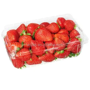 Smoothwall 2LB草莓塑料翻盖，带侧面通风口，带标签水果翻盖