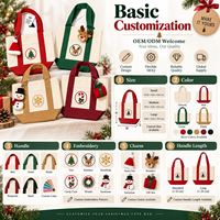 Sac fourre-tout en toile JC BASIC à quatre couleurs, motifs de Noël contrastés (arbre, renne, flocon de neige, canne à sucre), OEM ODM, blocs de couleur