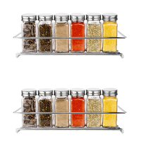 Étagère à épices murale sans perçage, support multi-niveaux en fer forgé argenté pour bouteilles d'assaisonnement, en stock