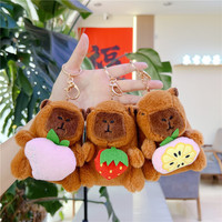 Porte-clés Capybara Mignon Célèbre sur Internet, Peluche avec Fruit, Pendentif Cochon d'Eau, Breloque de Sac à Dos, Cadeau pour Enfants