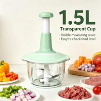Mini hachoir manuel ménager avec bol en verre/plastique, presse-ail, hachoir à noix, coupe-légumes à pression manuelle