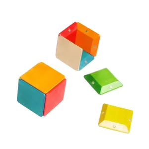 Educational 3D DIY Construction Toy Magnet Building Block Set Wooden Puzzle Colourful Magnetic Cubes Building Blocks For Kids