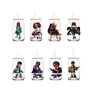 African American Beautiful Career Themed <span class=keywords><strong>UV</strong></span> DTF Transfers Stickers Calcomanías para Libbey Cold Cups Mugs Tumbler Impermeable DIY Craft - Product Image 1