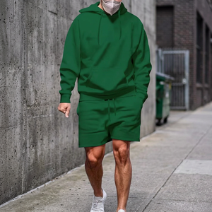 <b>Men's</b> Breathable <b>Velour</b> Spandex/Cotton Streetwear <b>Tracksuit</b> Green Color Anti Wrinkle Quick Dry Outwear Sets Outdoor Traveling - Product Image 2