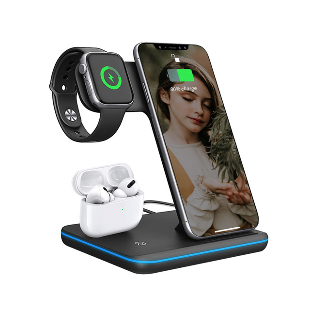 Multi 3 in 1 15W Docking Chargeur Cargadores Charger Pad Smartphone Mobile Phone Chargers Fast Charger Wireless Charging Station