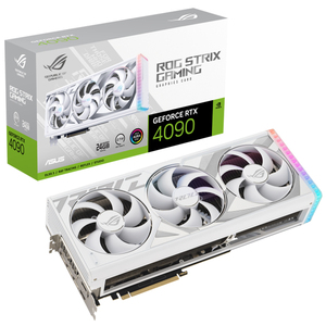Carte graphique <span class=keywords><strong>ASUS</strong></span> ROG Strix GeForce <span class=keywords><strong>RTX</strong></span> <span class=keywords><strong>4090</strong></span> 24 Go GDDR6X édition blanche avec 24 Go de mémoire GDDR6X 384 bits, prise en charge de l'overclocking - Product Image 1