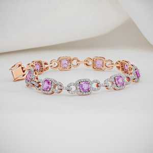 Pink Diamond Art Deco Party Bracelet 18k <b>Rose</b> <b>Gold</b> Flexible Link - Product Image 2